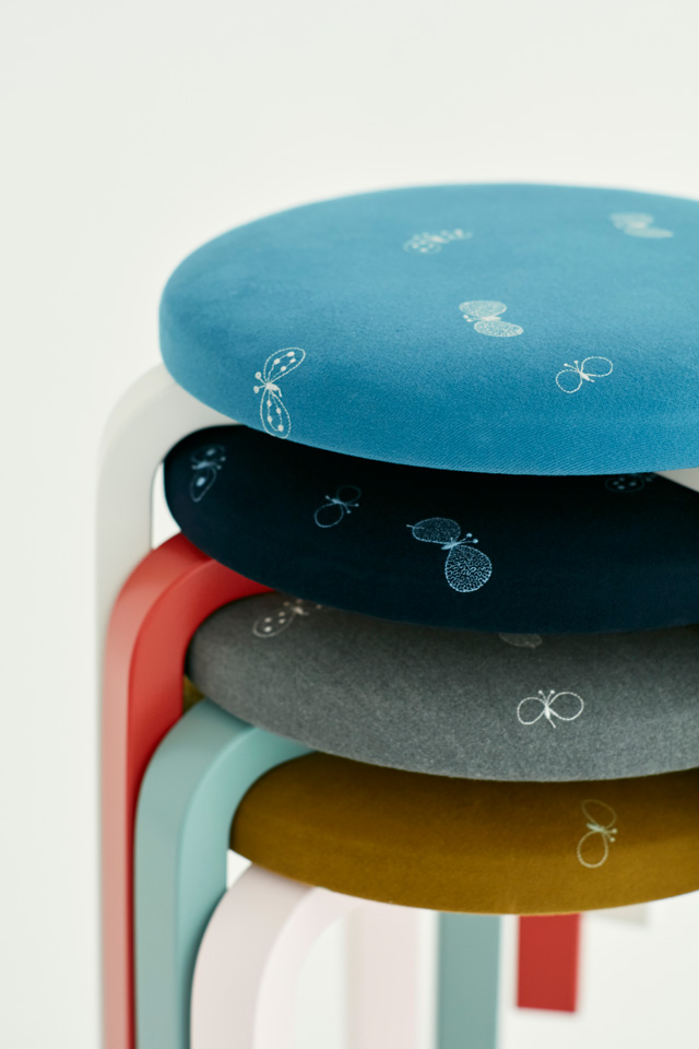 Artek Stool60 mina perhonen Series1/アルテック×ミナペルホネン スツール60/choucho オリーブ×ピンクラッカー