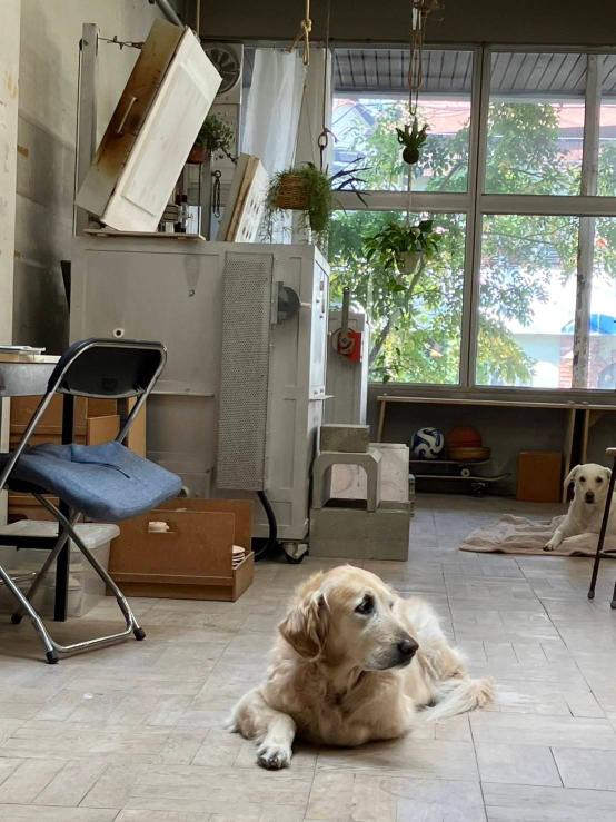 はしもとさちえさんの工房での製作風景