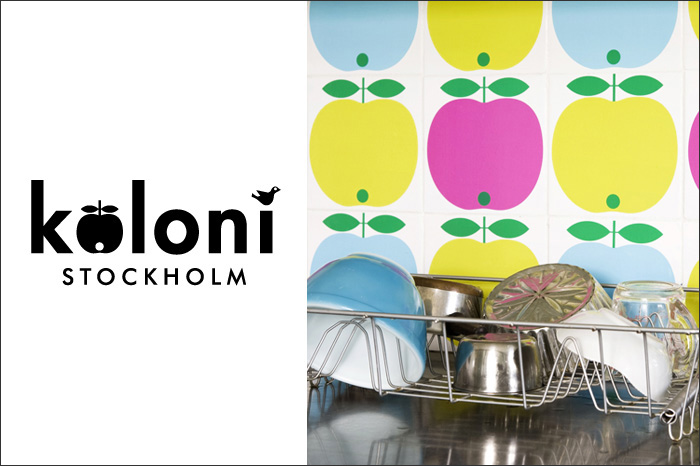 koloni STOCKHOLM/コロニー・ストックホルム/デコレーションシール(5枚セット)/りんご/ブルー