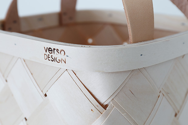 VERSO DESIGN ベルソデザイン/白樺と革のバスケット