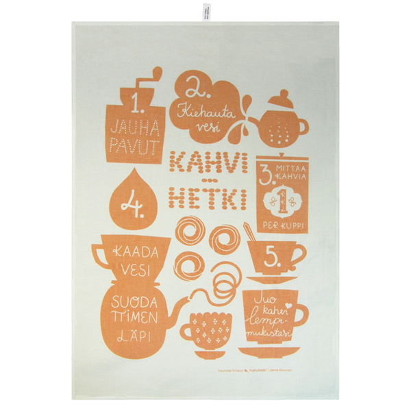 Kauniste カウニステ キッチンタオル Kahvihetki コーヒータイム ピーチ