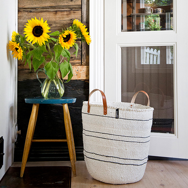 Mifuko ミフコ｜Kiondo バスケット［サイザル麻×再生プラスチック］トートバッグ［ショートハンドル］Lサイズ ブラックライン