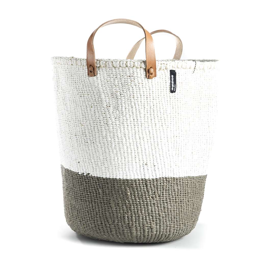 Mifuko ミフコ｜Kiondo バスケット［サイザル麻×再生プラスチック］トートバッグ［ショートハンドル］Lサイズ ウォームグレーハーフ