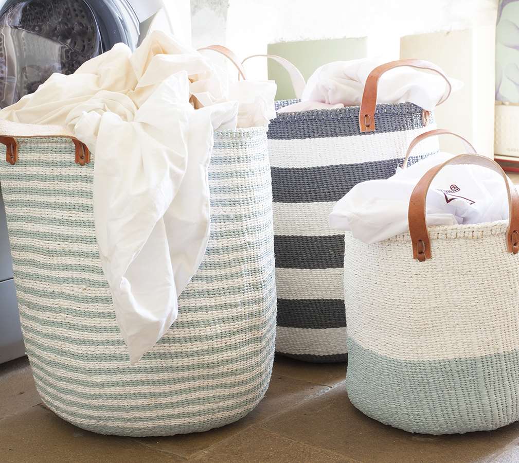 Mifuko ミフコ｜Kiondo バスケット［サイザル麻×再生プラスチック］トートバッグ［ショートハンドル］Mサイズ ライトブルーハーフ